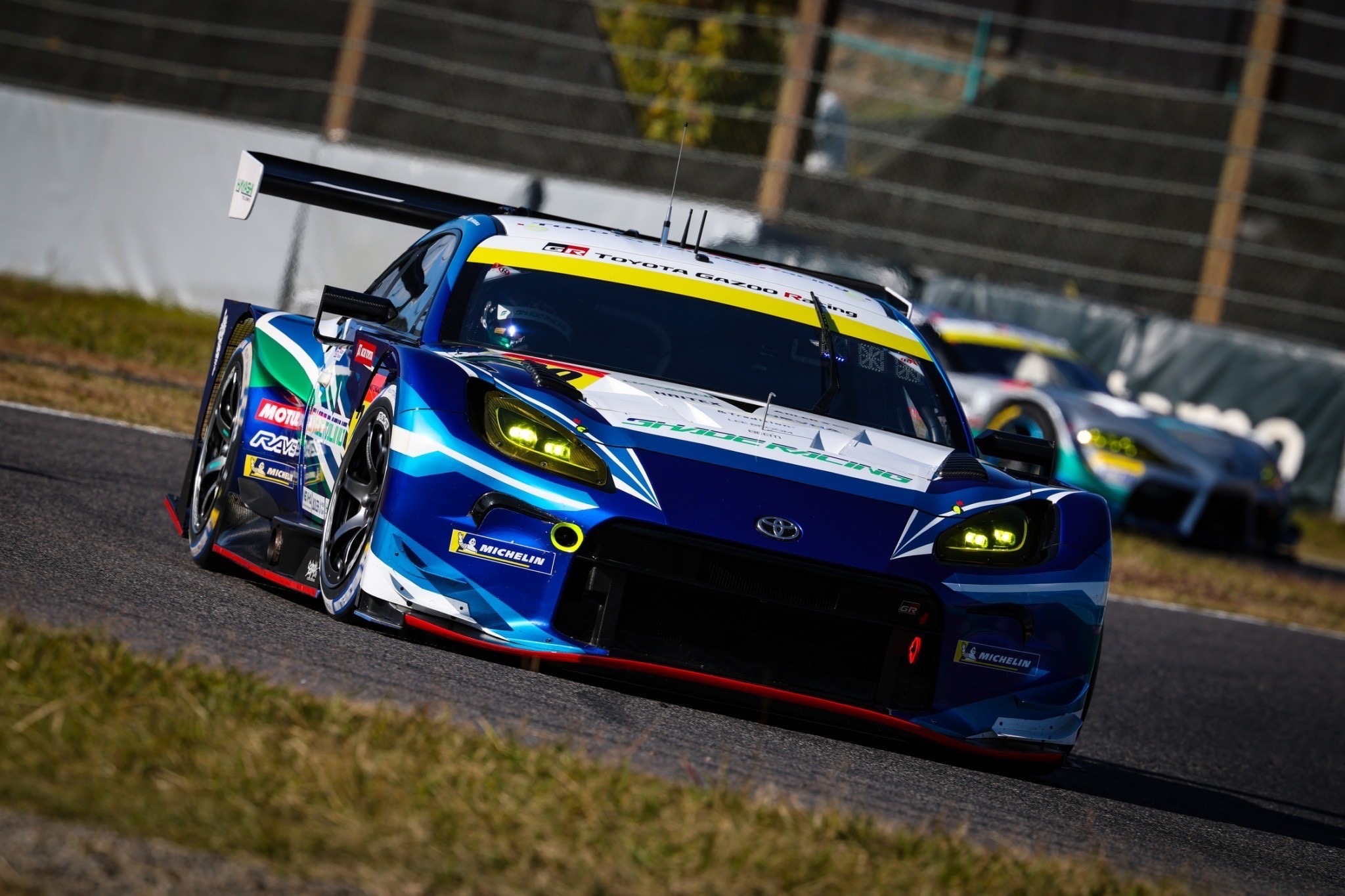 Racing car on circuit